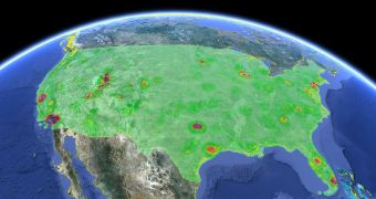 White space usage in the US, green means more free channels