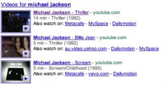 Music video search results show more than one source