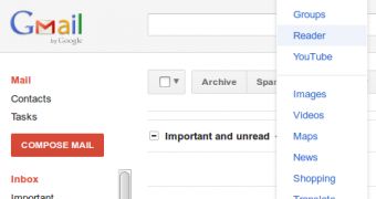 Google Reader has been removed from the Gmail navbar, replaced by Sites