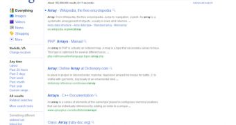 One version of the redesigned Google search results page