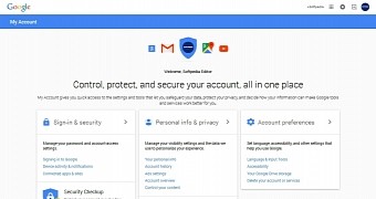 Google account settings are grouped in three main categories
