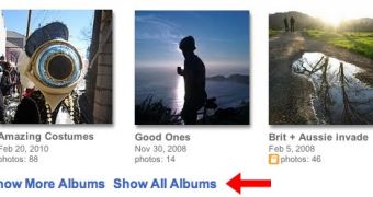Links to see more albums in Google Picasa web albums