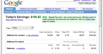 An AdSense monthly report
