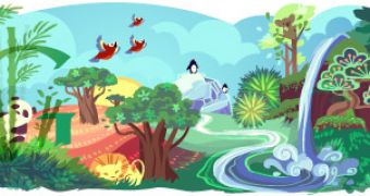 The static version of the Google 2011 Earth Day logo, visit the Google homepage for the animated version