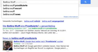 Google's "Escort" Suggestions Spur Lawsuit from Wife of the Former German President