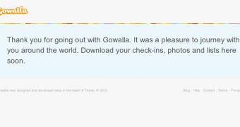 Gowalla's goodbye message