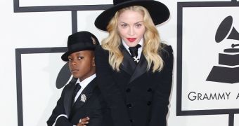 Madonna and son David Banda wear matching Ralph Lauren suits at the Grammys 2014