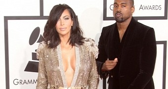 Kim Kardashian wore Jean Paul Gaultier at the Grammys 2015