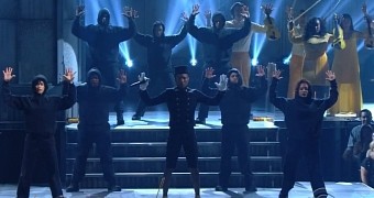 Pharrell Williams and backup dancers pay subtle tribute to victims of police brutality at the Grammys 2015