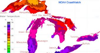 Satellite-generated temperature analysis of the Great Lakes