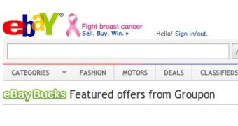 The Groupon page on eBay
