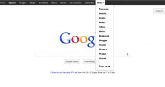 The updated black navbar on the Google homepage