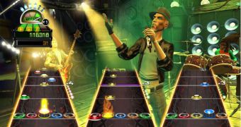 A screenshot from the Xbox 360 version of Guitar Hero World Tour