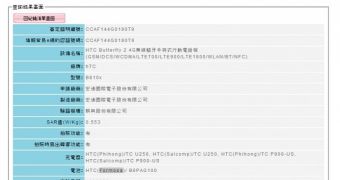 HTC Butterfly 2 receives certification in Taiwan