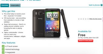 HTC Desire HD on Vodafone UK's Website, Lands October 14th