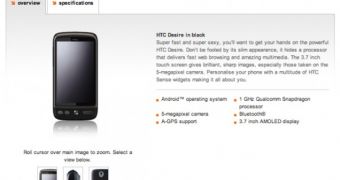 Black HTC Desire at Orange