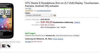 HTC Desire S at Amazon.de