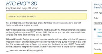 HTC EVO 3D pricing option