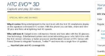Sprint HTC EVO 3D pricing options