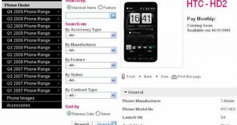 HTC HD2 on T-Mobile's website