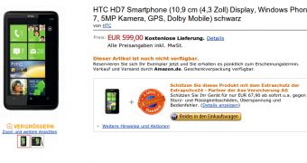 HTC HD7 Goes €599 in Germany, HTC 7 Trophy £430 in the UK