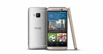 HTC One M9 in silver with gold accents