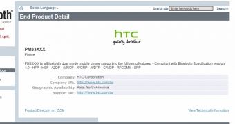 Bluetooth certification for HTC PM33XXX (possible HTC Myst)
