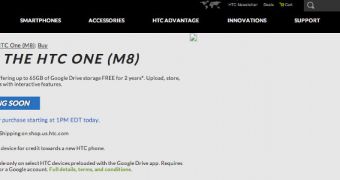 HTC One M8 "Buy Now" page
