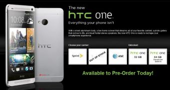 HTC One pre-order page