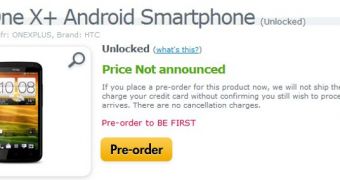 HTC One X+ pre-order page