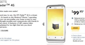 HTC Radar 4G price tag