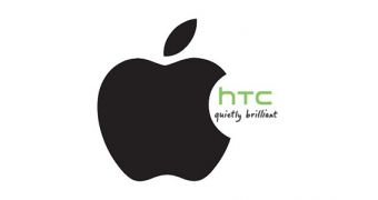 Apple logo + HTC banner