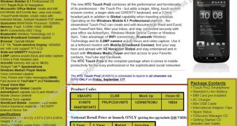 HTC Touch Pro2 to come to Verizon on September 11