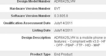 HTC Vigor Bluetooth certification