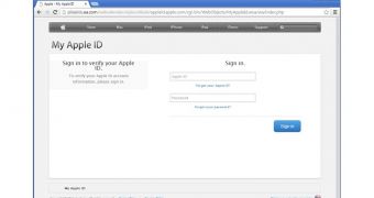 Apple phishing page hosted on EA server