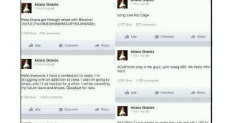 Ariana Grande's Facebook hacked (click to see full)