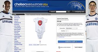 Arsenal gear posted on Chelsea Football Club's USA Megastore
