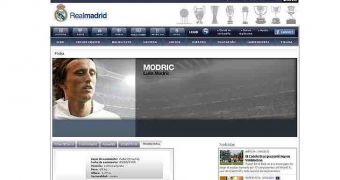 Profile of Luka Modric on Real Madrid's website