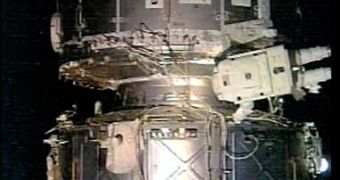 Commander Peggy Whitson durring the spacewalk