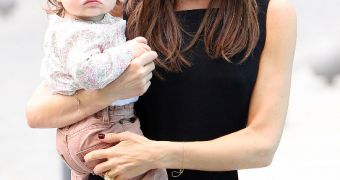 Victoria Beckham with her 1-year-old daughter Harper Seven
