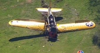 Harrison Ford's vintage plane after emergency landing on golf course in LA