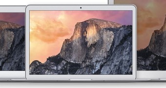 Rendering: 2015 MacBook Air top view, screen tilted back