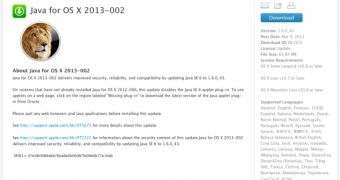 Java for OS X 2013-002 on Apple Support Downloads