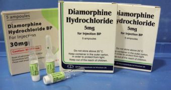 Medicinal diamorphine (heroin) ampoules, used under prescription in the US