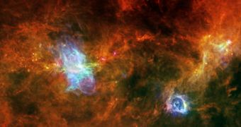 Herschel Captures Image of Impressive Stellar Nursery Segment
