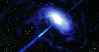 Jets of high-speed particles stab out from a supermassive black hole at the heart of an active galaxy. The jets carve out giant, magnetised cocoons of plasma that can boost cosmic rays to improbably high speeds