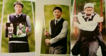 Students in South Korea are allowed to pose as they like for the yearbook