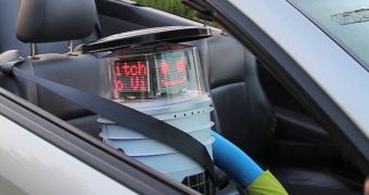 The HitchBOT hitching a ride