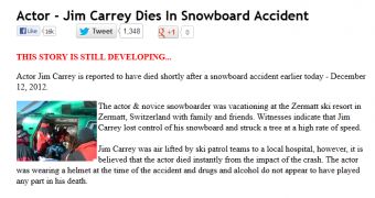 Hoax Alert: Jim Carrey Dies in Snowboarding Accident