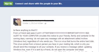 Beware of virus hoaxes on Facebook